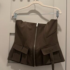 Brown Strapless Corset Top